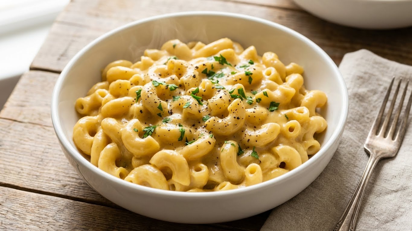 Creamy vegan mac and cheese with cashew cheese sauce